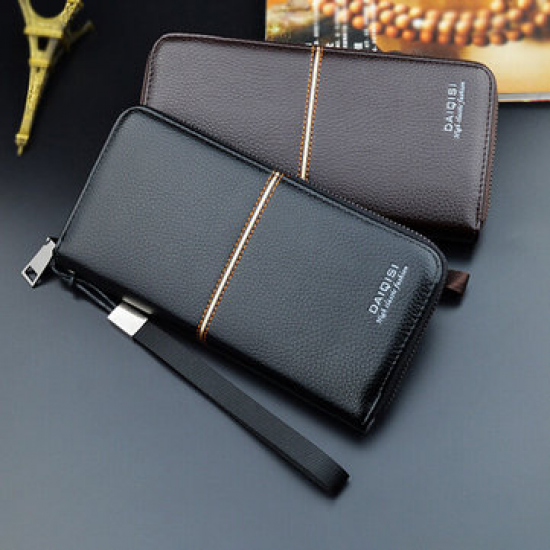 Men Business Casual Zipper Long Wallet Clutch Bag For Men for Clutch Bags