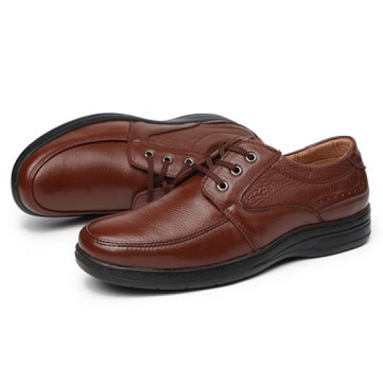 Men Pure Color Leather Non Slip Soft Sole Casual Shoes for Flats