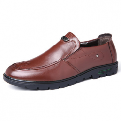 Men Genuine Leather Slip Resistant Slip On Soft Casual Shoes for Flats