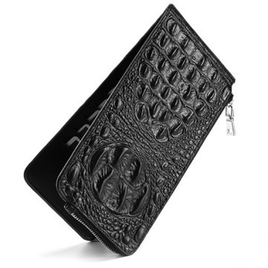 Genuine Leather 20 Card Slots Business Long Zipper Phone Bag Wallet Clutch Bag for Clutch Bags