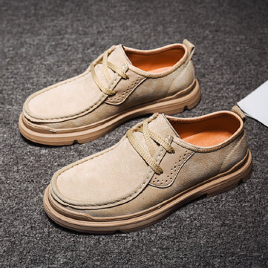 Men Comfy Suede Non Slip Wear Resistant Pure Color Casual Shoes for Flats