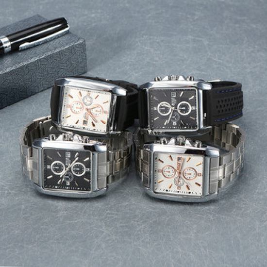 BOSCK Men's Watch Casual Plastic Stainless Steel Date Watch Square Watches for Men Watches