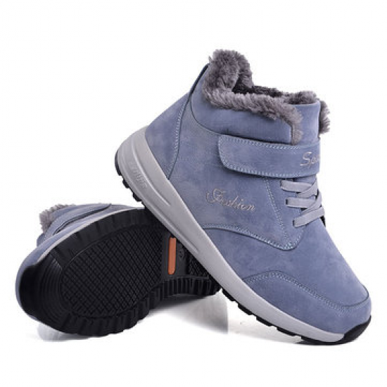 Men Hook Loop  Wool Fleece Fur Lining Hook Loop Ankle Boots for Boots