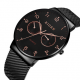 Ultra Thin Casual Style Men Wrist Watch Week Display Mesh Steel Quartz Watch for Men Watches