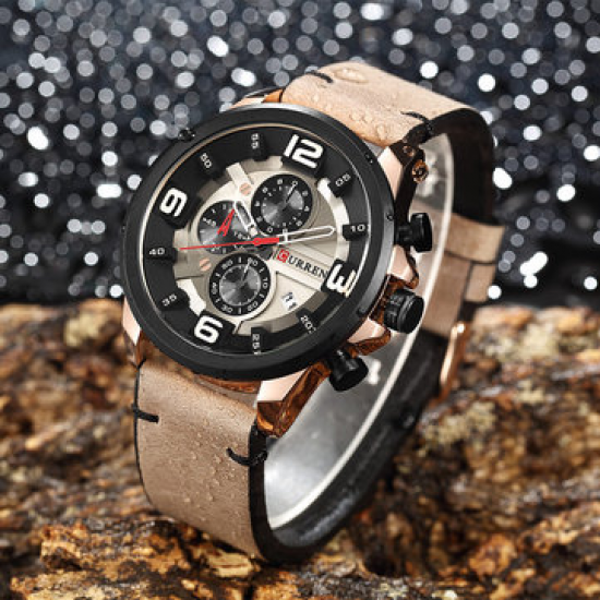 CURREN Quartz Leather Watches Chronograph Calendar 30M Waterproof Mens Watches for Men Watches