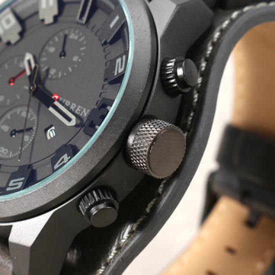 CURREN Sport Mens Watch Military Quartz Outdoor Big Dial Calendar Leather Watches for Men for Men Watches