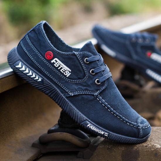 Men Old Peking Style Canvas Non Slip Casual Shoes for Flats