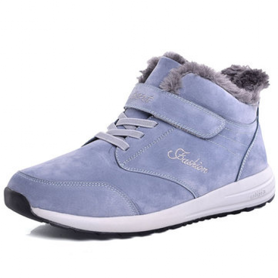 Men Hook Loop  Wool Fleece Fur Lining Hook Loop Ankle Boots for Boots