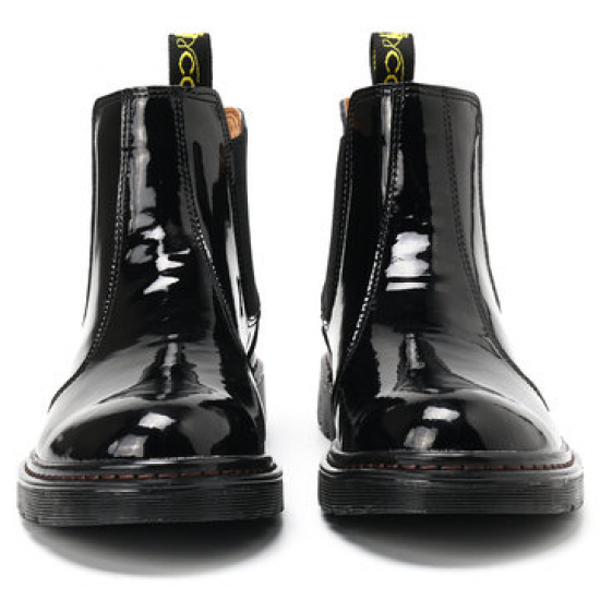Menico Men Classic Patent Leather Slip On Elastic Band Chelsea Boots for Boots