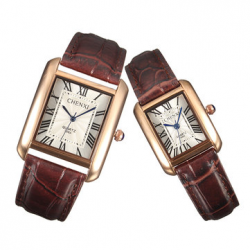 CHENXI Couple Watch Leather Stainless Steel Watch Square Watches for Couple Watches