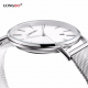 LONGBO Calendar Waterproof Couple Watch Weave Stainless Steel Mesh Ultra Thin Minimalist Watch for Couple Watches