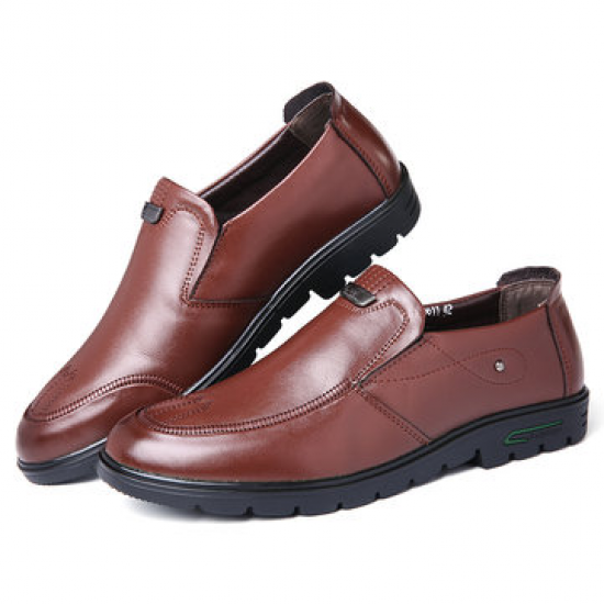Men Genuine Leather Slip Resistant Slip On Soft Casual Shoes for Flats