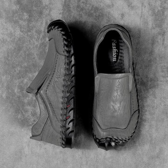 Men Leather Hand Stitching Anti-collision Slip Resistant Casual Shoes for Flats