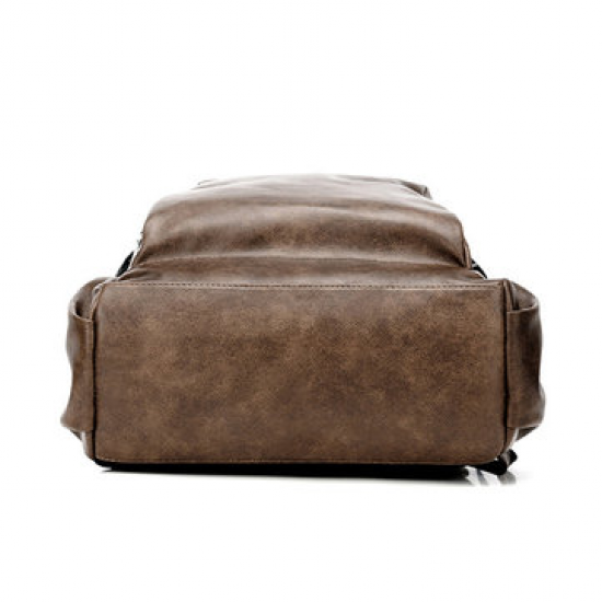 Men Business PU Leather Solid Backpack Casual Computer Bag for Backpacks