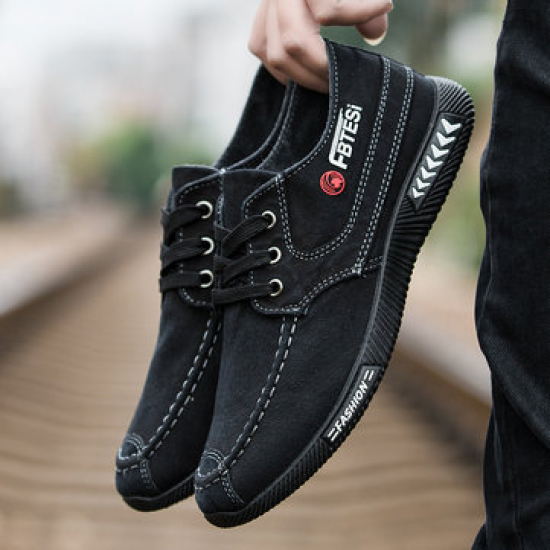 Men Old Peking Style Canvas Non Slip Casual Shoes for Flats